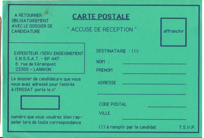 CPIB 16694 CARTE POSTALA - FRANTA. &quot;ACCUSE DE RECEPTION&quot;
