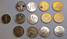 Lot, set Canada, 12 monede diferite 25 centi, comemorative, una de 5 centi, ani diferiti, colorate dintre ele