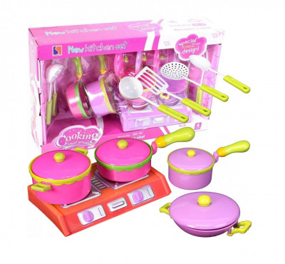 Set de mini aragaz de jucarie cu accesorii incluse, MalPlay, roz foto