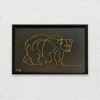 Urs, tablou sculptura din fir continuu de sarma placata cu aur,19&times;25 cm