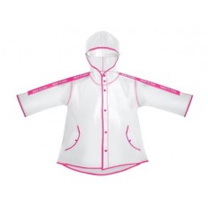 Pelerina Perletti tip Poncho semitransparent cu margini roz pentru fetite
