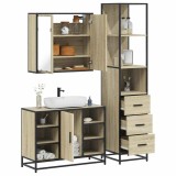 vidaXL Set mobilier de baie, 3 piese, stejar sonoma, lemn prelucrat 3301151