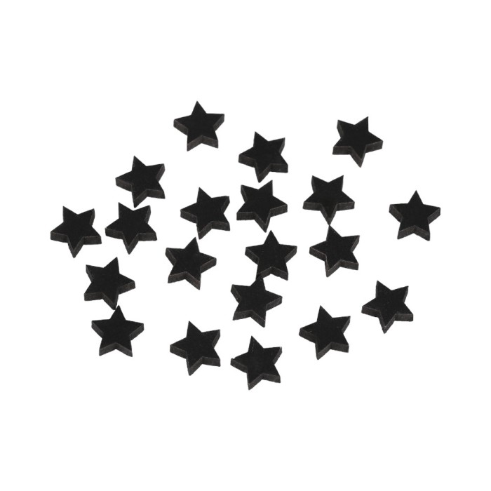 Set 20 mini stelute din lemn pentru lipit, 10 mm, Negru