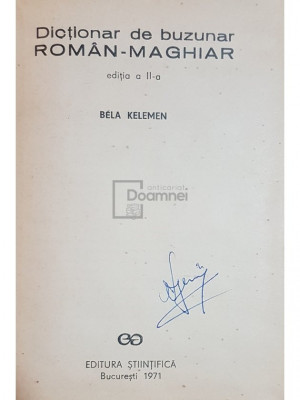 Bela Kelemen - Dictionar de buzunar roman-maghiar (editia 1971) foto