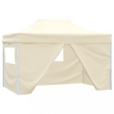 VidaXL Cort pliabil pop-up cu 4 pereți laterali, alb crem, 3x4,5 m