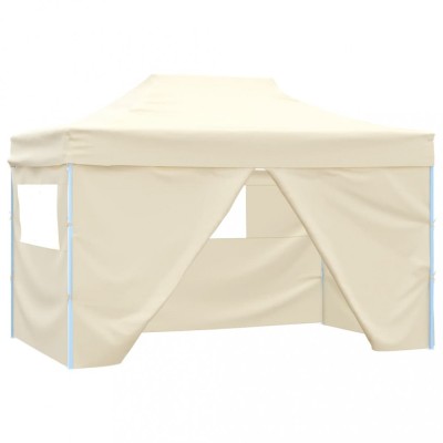 Gossi cort pliabil pop-up cu 4 pereti laterali, alb crem, 3x4,5 m foto