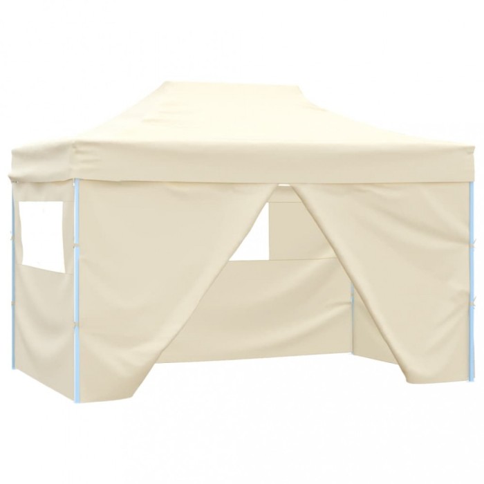 Gossi cort pliabil pop-up cu 4 pereti laterali, alb crem, 3x4,5 m