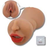 Masturbator Papusa Sexuala Realista, Dublu Canal Texturat, Vagin si Oral, Design Ergonomic, pentru Barbati, Placere si Erectie mai Intensa, din Silico