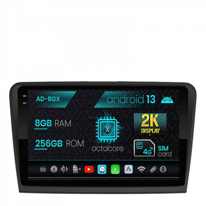 Navigatie Skoda Superb 2 (2008-2015), Android 13, X-Octacore 8GB RAM + 256GB ROM, 10.36 Inch - AD-BGX10008+AD-BGRKIT043