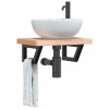 Raft Lavoar Montat pe Perete vidaXL, Lemn Fag Masiv &amp; Oțel, 50x35cm, Maro, Suport Negru, Mobilier Baie, Design Modern, 100kg
