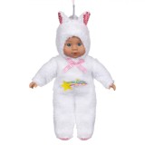 Păpușă Bebe, Model Unicorn, Alb, 34 cm, Oem