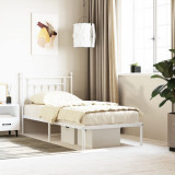 VidaXL Cadru de pat metalic cu tăblie, alb, 90x190 cm
