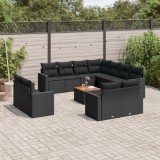 Gossi set canapele de gradina, 12 piese, cu perne, negru, poliratan