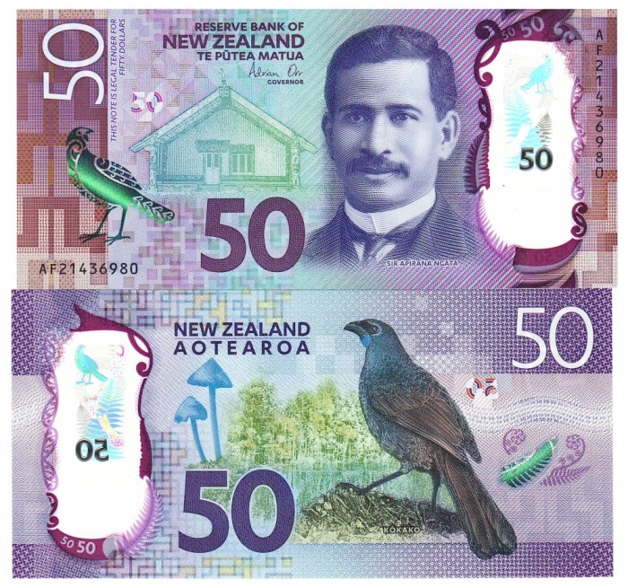 Noua Zeelanda 50 Dolari 2016 P-194 Polimer UNC