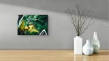 Tablou Canvas Fluture pe Floare Galbene Natură Verde Negru Alb, 39 x 26 cm, CMCLASS