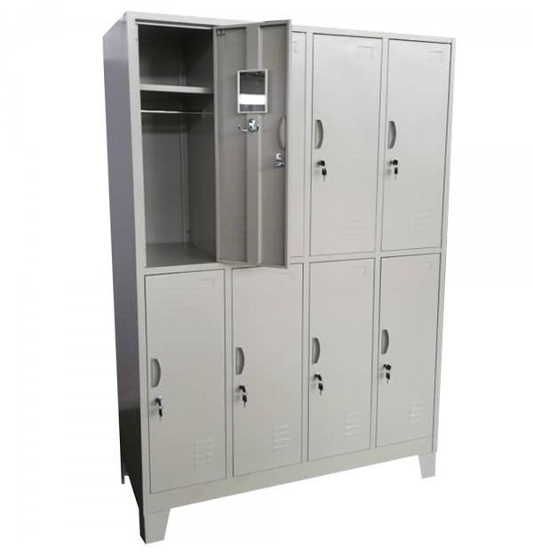Vestiar metalic Premium cu picioare si 8 usi (4x2) 1200x500x1920 mm (LxlxH), Asamblat, PLUS