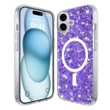 Husa pentru iphone 16, glitter magsafe, atasare magnetica, purple