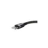 Baseus Lightning Cafule Cablu de date și &icirc;ncărcare pentru iPhone 2,4A 0,5 m gri negru (CALKLF-AG1)