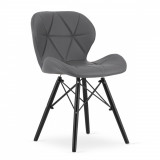 Scaun stil scandinav, Artool, Lago, piele ecologica, lemn, gri si negru, 47.5x52x74 cm