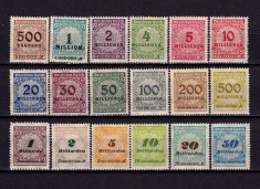 ✅ (S43) Germania Reich 1923 &quot; Supratipar inflatie - cifra in cerc &quot; serie 18 valori Michel 313/330 , MNH + 3 marci MH