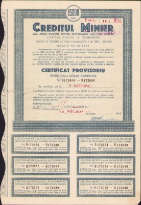 A544 Acțiune Creditul Minier pe numele academicianului Nicolae Dașcovici foto