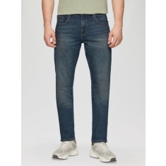 Blugi barbati Rick, cu talie medie si croiala Slim Fit, Albastru inchis, W28 L32
