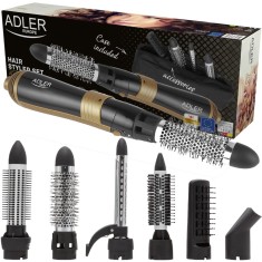 Perie Electrica De Par, Adler, AD2022, 6 In 1, 1200W, 3 Setari De Temperatura, Confortabil, Negru/Roz