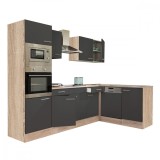 Mobilier de bucătărie Yorki 280 cu corp din stejar Sonoma, fațade antracit cu finisaj satinat, fără blat de lucru