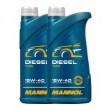 Pachet 2 litri Ulei Motor Mannol Diesel 15W40 - 1 Litru (Mineral, Protectie Extinsa Diesel)