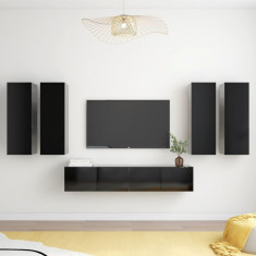 Set dulapuri TV, 6 piese, negru, lemn prelucrat GartenMobel Dekor