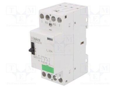 Contactor ISKRA 4 poli 25A 24V AC pentru şină DIN NC x2 NO x2 foto