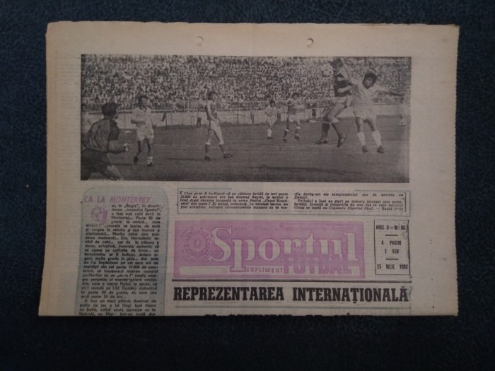 ZIARUL SPORTUL SUPLIMENT FOTBAL 25 IULIE 1986