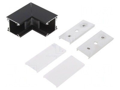 Conector 90&amp;deg; Aluminiu Negru Policarbonat LINEA20 foto