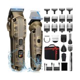 Masina de Tuns Profesionala, Trimmer cu lama in T, pentru Barba, Corp, Nas, Urechii, Fara Fir cu Lame din Otel Inoxidabil, 12 Piepteni Ajustabili, Aut