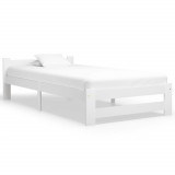 VidaXL Cadru de pat, alb, 90 x 200 cm, lemn masiv de pin