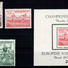 Belgia 1950, Mi #867-871 + Bl 23, Campionatul EU Atletism, MNH, cota 150,00 €!