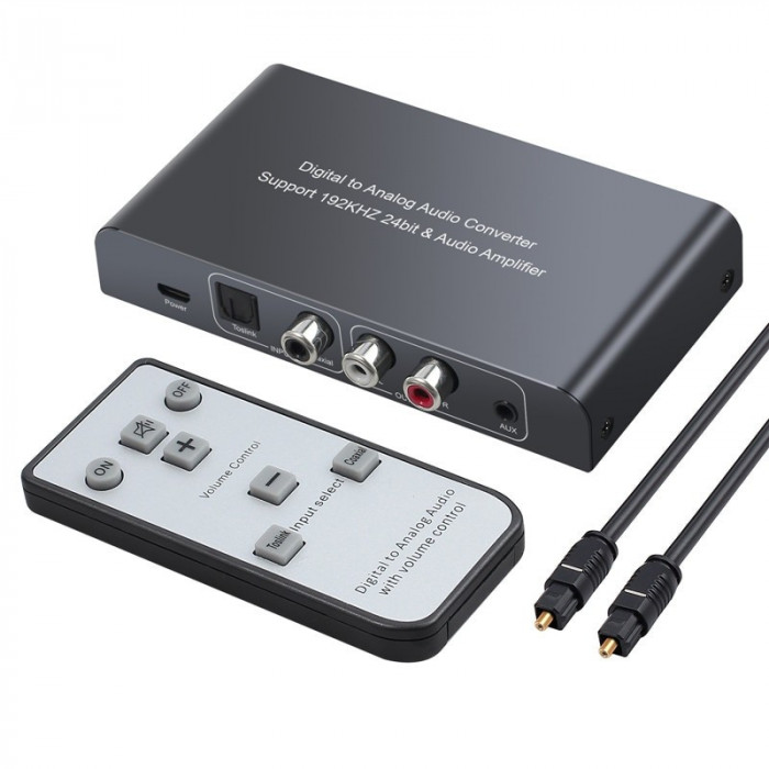 Convertor audio digital la analog cu telecomanda (optical, toslink)
