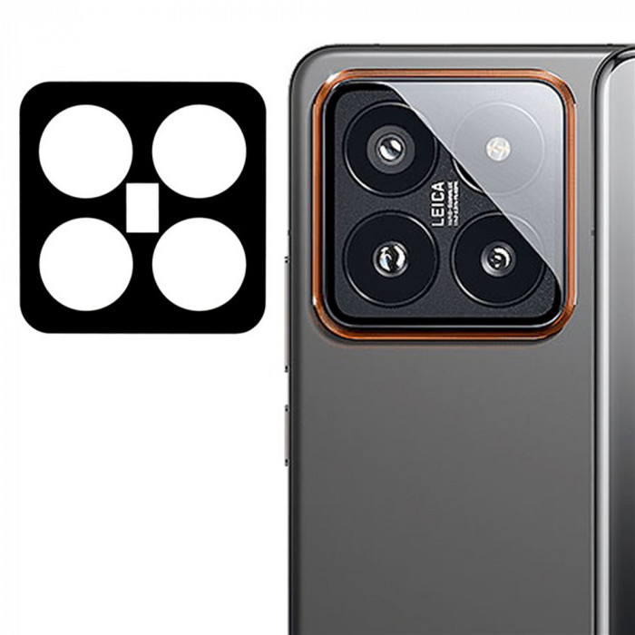 Folie Camera pentru Xiaomi 14 Pro, Techsuit Full Camera Glass, Black