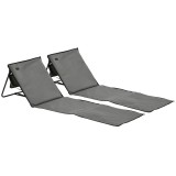 Outsunny Set 2 Șezlonguri Pliabile cu Unghi Reglabil și Buzunar cu Fermoar, 142x51x40 cm, Albastru | Aosom Romania
