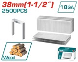 Capse TOTAL 38 mm GA18 pentru lemn, compatibile TAT81501, 2500 buc