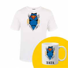 "TATA" Set Personalizat – Tricou + Cană Negru XS