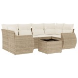 Cumpara ieftin Set canapele de gradina, 7 piese, cu perne, bej, poliratan