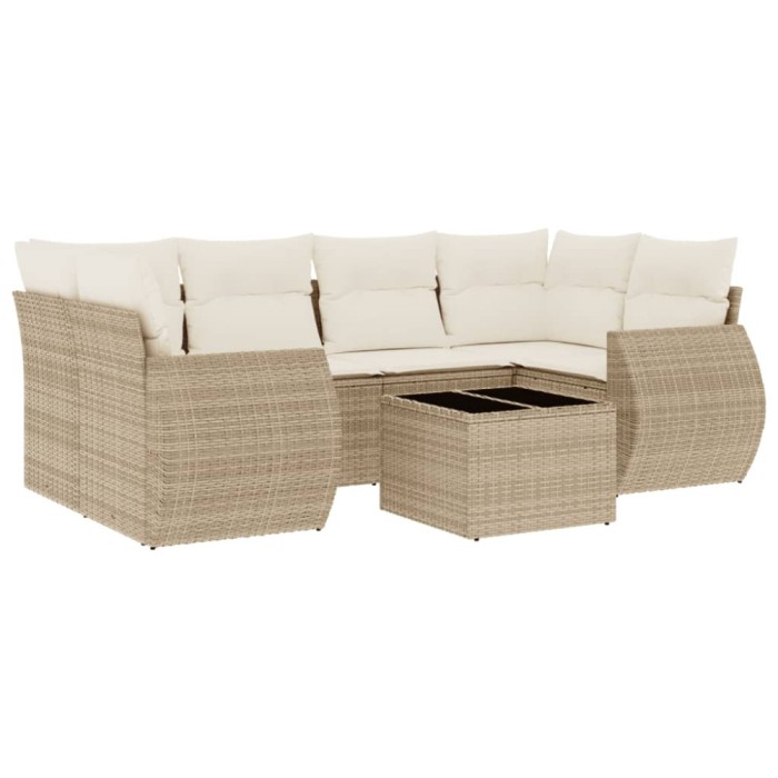 Set canapele de gradina, 7 piese, cu perne, bej, poliratan
