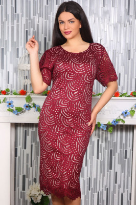 Rochie Dantela Samira Bordo - 54Marimea foto