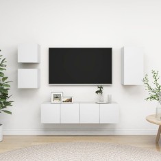 vidaXL Set dulapuri TV, 5 piese, alb, lemn prelucrat
