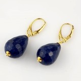 Cumpara ieftin Cercei Argint 925 placat aur, agat albastru safir fatetat Goccia, 4cm, Made in Italy