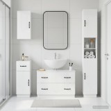 Cumpara ieftin Set de dulapuri pentru baie, 4 piese HOORN Alb foarte lucios