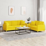 vidaXL Set de canapele cu perne, 2 piese, galben deschis, textil 3202139