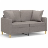 Canapea cu 2 locuri cu pernute, gri taupe, 120 cm, textil