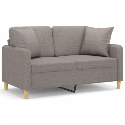 Canapea cu 2 locuri cu pernute, gri taupe, 120 cm, textil foto
